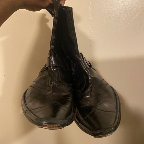 Mark Nason Men's Black Leather Chelsea Side Zipup Ankle Boots - Picture 2 of 6